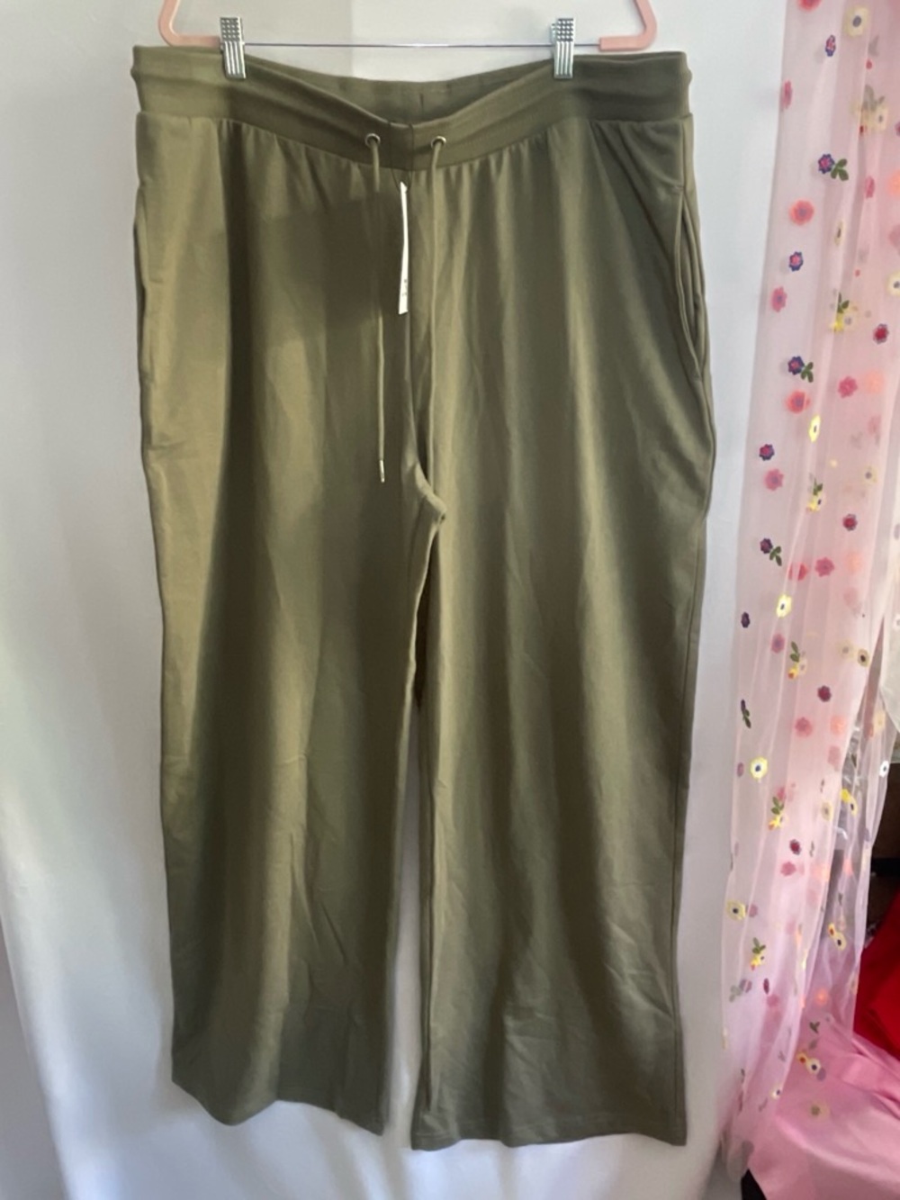 Olive Wide-Leg Drawstring Joggers